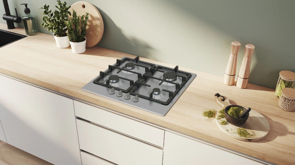 Bosch PGP6B5K90 Serie 4 Piano cottura a gas, 59 cm, Griglie d'Appoggio Singole, inox