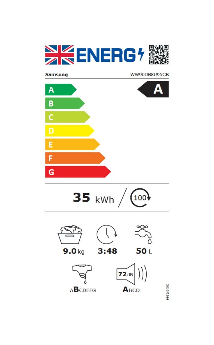 Samsung WW90DB8U95GBU1 8 Lavatrice 9 kg, 1400 rpm, Series 8 AI Energy, ecobubble, QuickDrive, nero