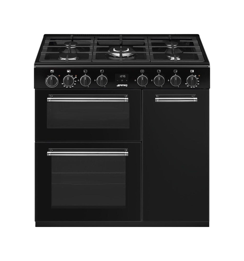 Smeg BG93GMBL classica Cucina da accosto cm. 90x60, 3 forni, forno termoventilato, 5 fuochi a gas, nero lucido