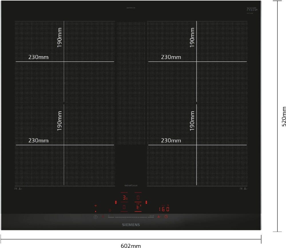 Siemens EX675HYC1M iQ700 Piano cottura a induzione, controllo preciso, vetroceramica nero