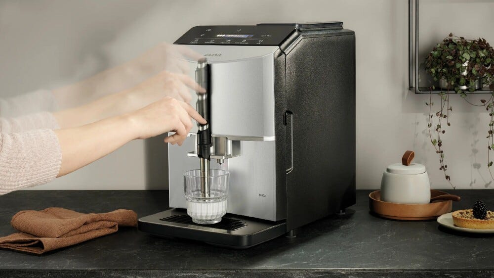 Siemens TF303E01 EQ300 Macchina da caffè automatica, macinacaffè integrato, funzione latte, argento