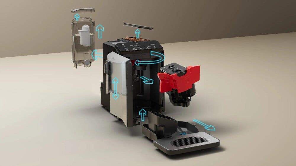 Siemens TF303E01 EQ300 Macchina da caffè automatica, macinacaffè integrato, funzione latte, argento