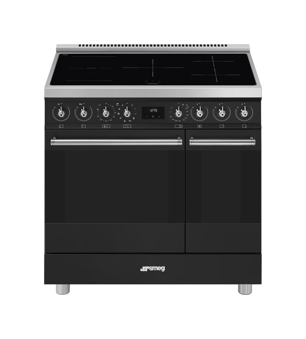Smeg C92IPMB2 classica Cucina da accosto cm. 90x60, 5 zone induzione, 2 forni, termoventilato, pulizia pirolitica, nero opaco