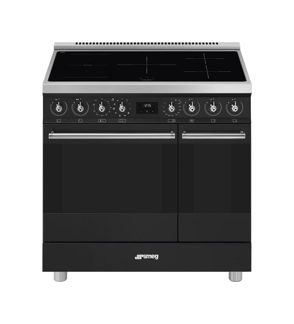 Smeg C92IPMB2 classica Cucina da accosto cm. 90x60, 5 zone induzione, 2 forni, termoventilato, pulizia pirolitica, nero opaco