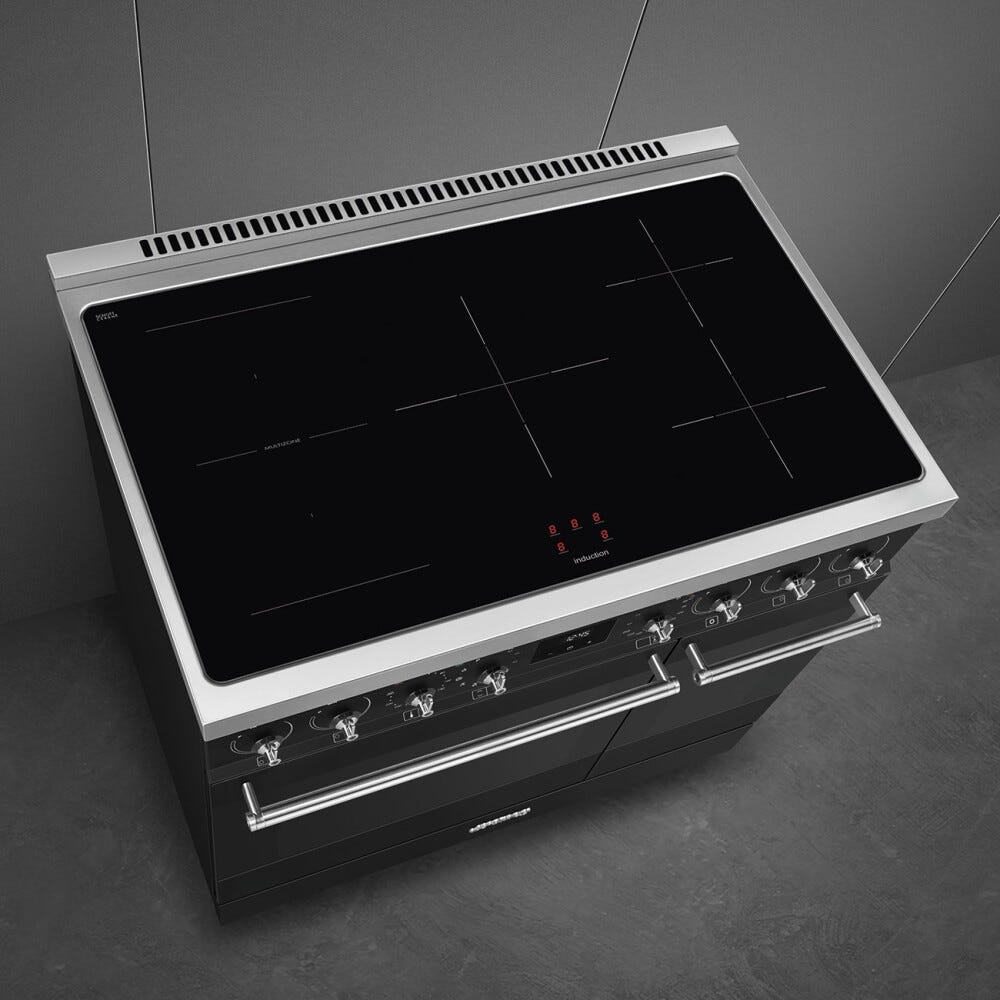 Smeg C92IPMB2 classica Cucina da accosto cm. 90x60, 5 zone induzione, 2 forni, termoventilato, pulizia pirolitica, nero opaco