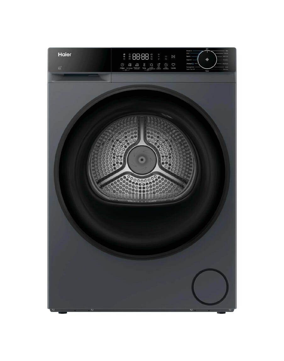 Haier HD90-D357GU1 X 5 Asciugatrice cm. 60, capacità 9 kg, pompa di calore, i-Refresh, Wi-Fi, grafite
