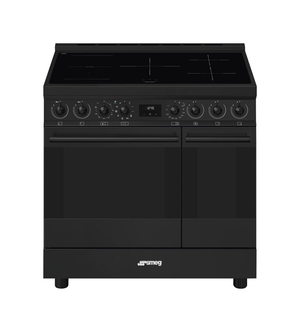 Smeg C92IPN2 classica Cucina da accosto cm. 90x60, 5 zone induzione, 2 forni, termoventilato, pulizia pirolitica, nero opaco