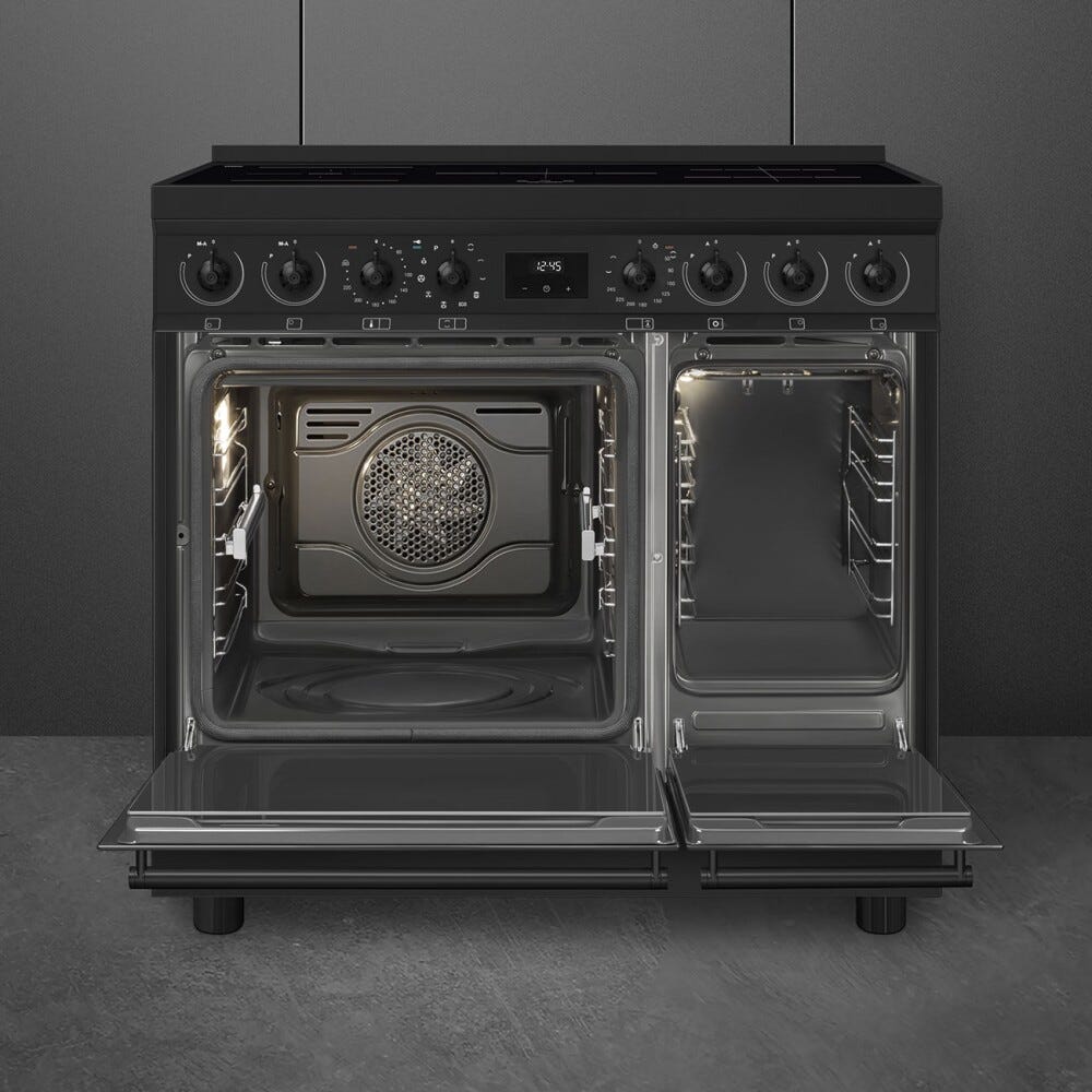 Smeg C92IPN2 classica Cucina da accosto cm. 90x60, 5 zone induzione, 2 forni, termoventilato, pulizia pirolitica, nero opaco