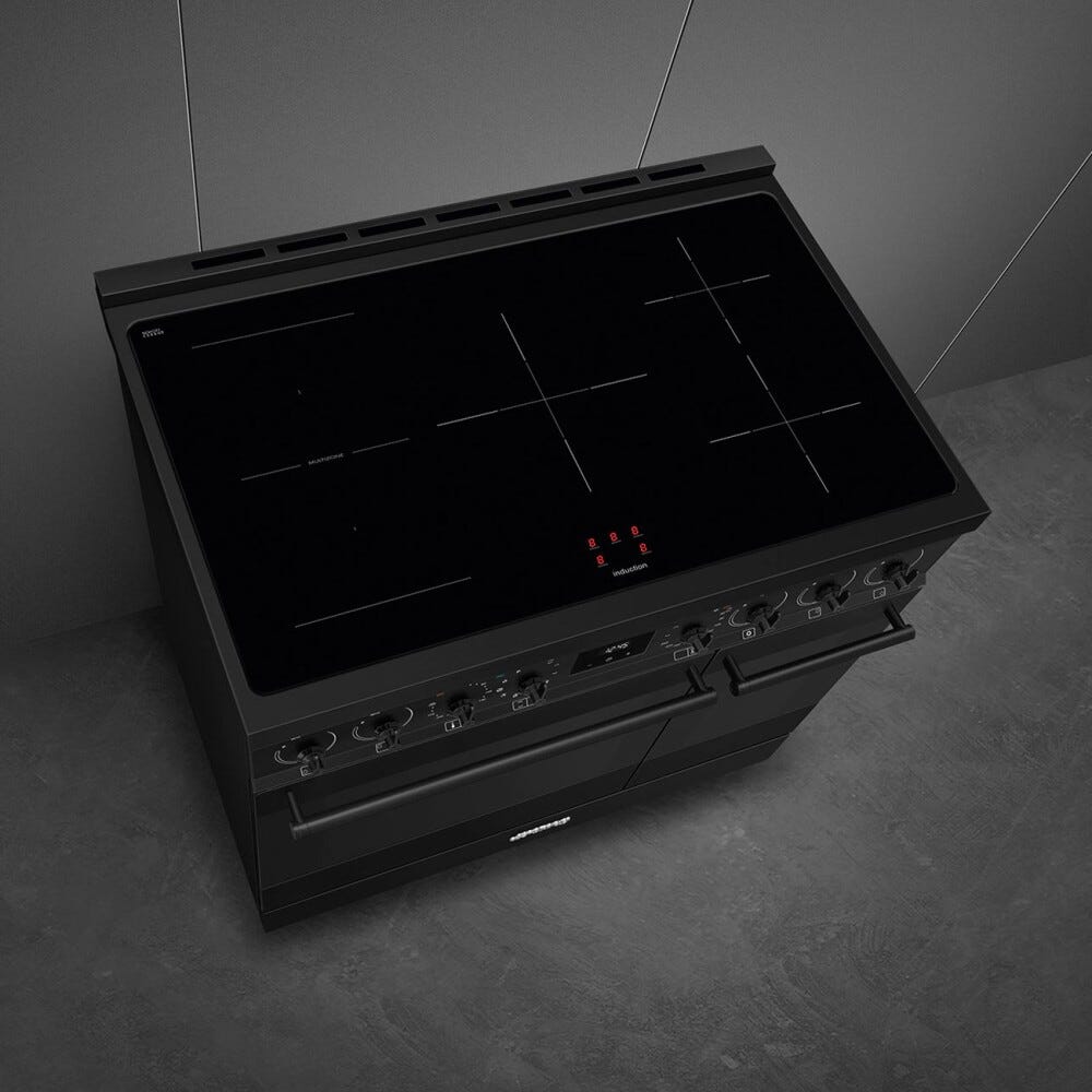 Smeg C92IPN2 classica Cucina da accosto cm. 90x60, 5 zone induzione, 2 forni, termoventilato, pulizia pirolitica, nero opaco
