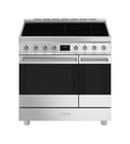 Smeg C92IPX2 classica Cucina da accosto 90x60 cm, 5 zone induzione, multizone, 2 forni, con funzioni airfry e pizza, inox satinato