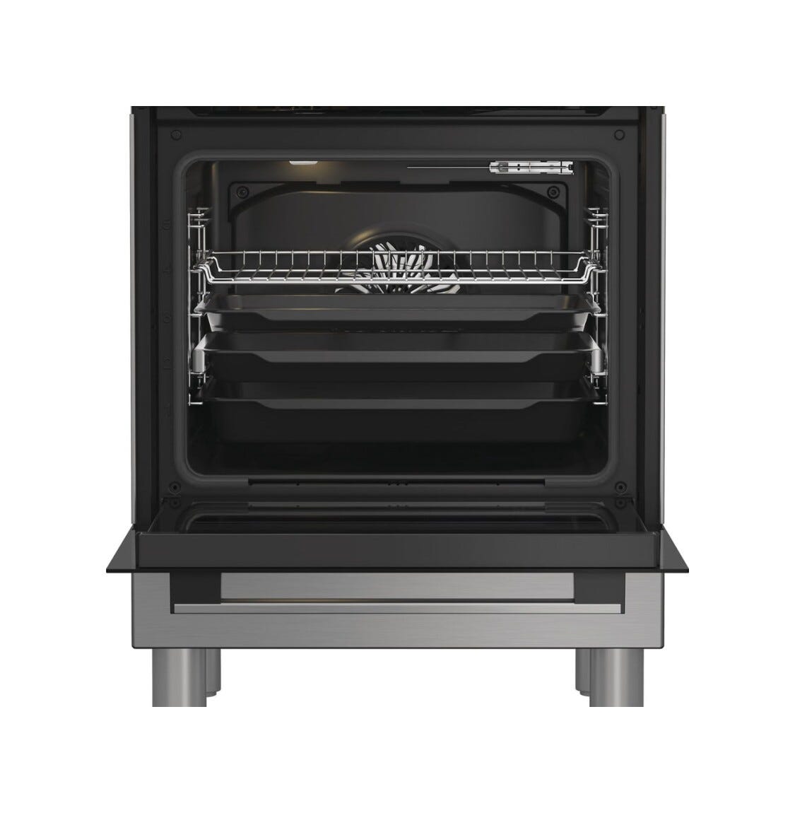 Hotpoint Ariston H6I8LMSAX Cucina da accosto cm. 60, capacità forno 72 litri, Steam Assist, piano cottura a induzione 4 zone, inox/nero
