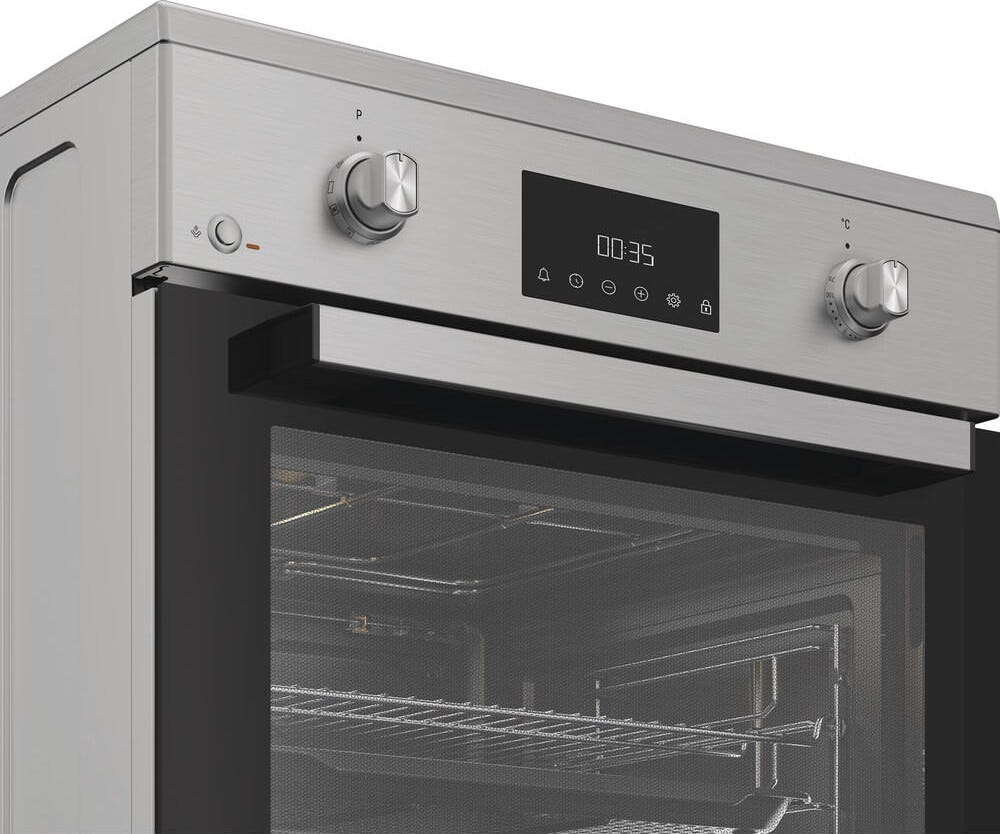 Hotpoint Ariston H6I8LMSAX Cucina da accosto cm. 60, capacità forno 72 litri, Steam Assist, piano cottura a induzione 4 zone, inox/nero