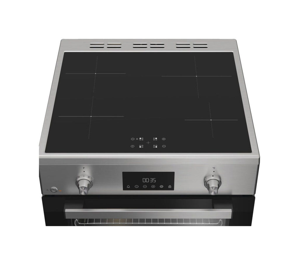 Hotpoint Ariston H6I8LMSAX Cucina da accosto cm. 60, capacità forno 72 litri, Steam Assist, piano cottura a induzione 4 zone, inox/nero