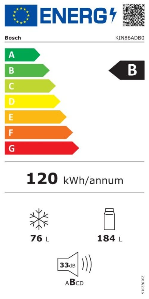 Bosch KIN86ADB0 Serie 6 Frigorifero co congelatore da Incasso, 178 cm, NoFrost, VitaFresh XXL