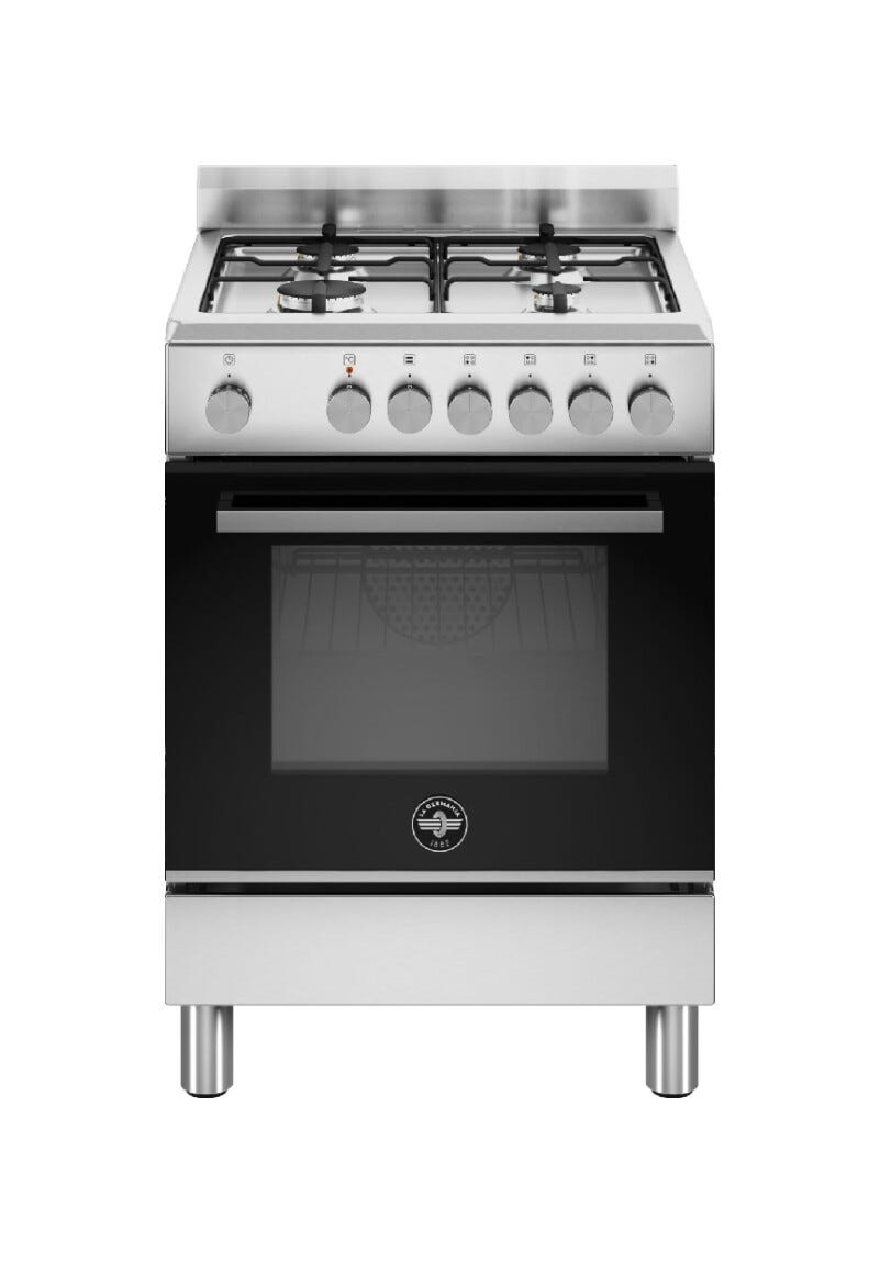 La Germania FTR664EXV/24 Futura Cucina da accosto 60 cm, 4 fuochi gas, forno elettrico multifunzione 50 l, classe A, inox