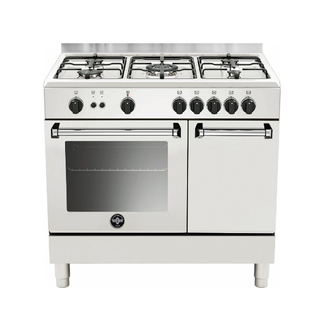 La Germania AMN9P5GBV/24 Americana Cucina da accosto 90x60 cm, 5 fuochi, forno a gas ventilato 50 l, classe A+, bianco