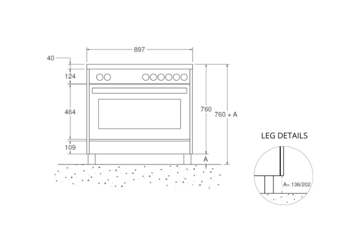 La Germania AMN964IENNE Americana Cucina da accosto 90 cm, piano a induzione 4 zone, forno multifunzione elettrico 104 l, nero