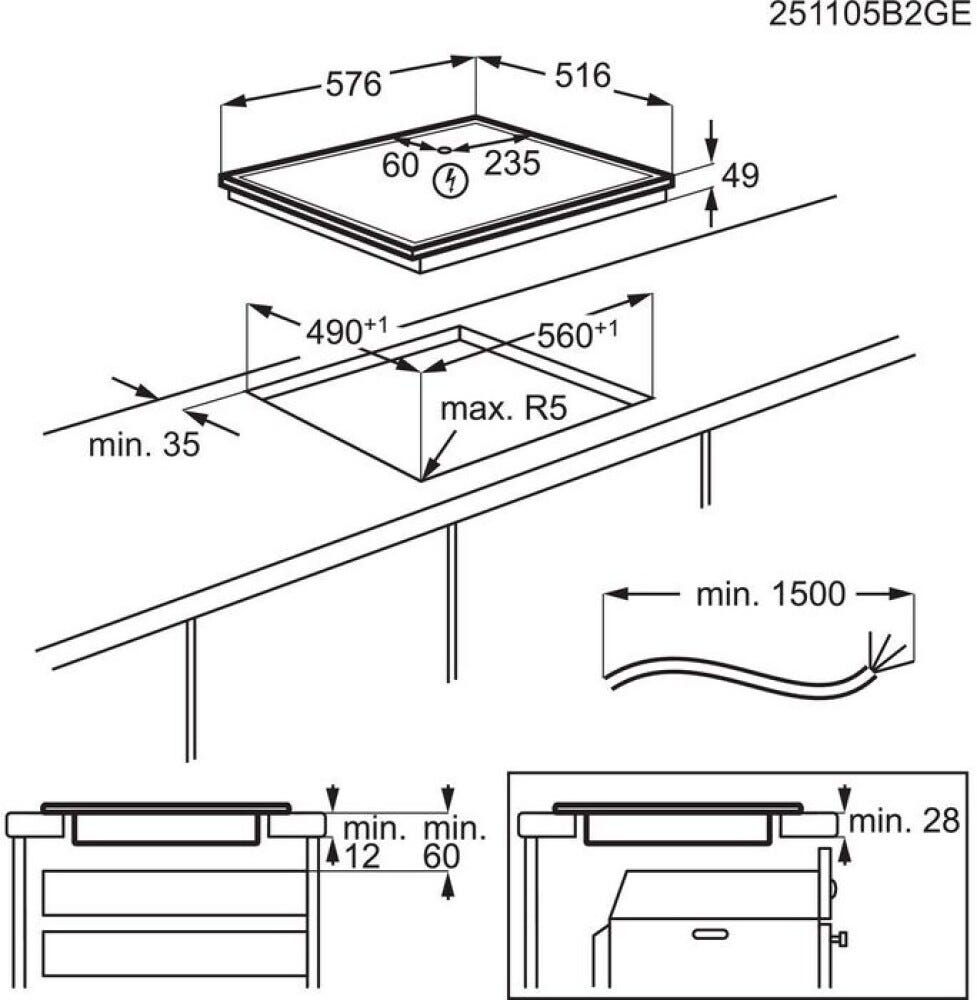 AEG TO64IA0FXB serie 5000 Piano cottura a induzione, cm. 60, 4 zone cottura, Hob²Hood, Slider Touch, vetro nero