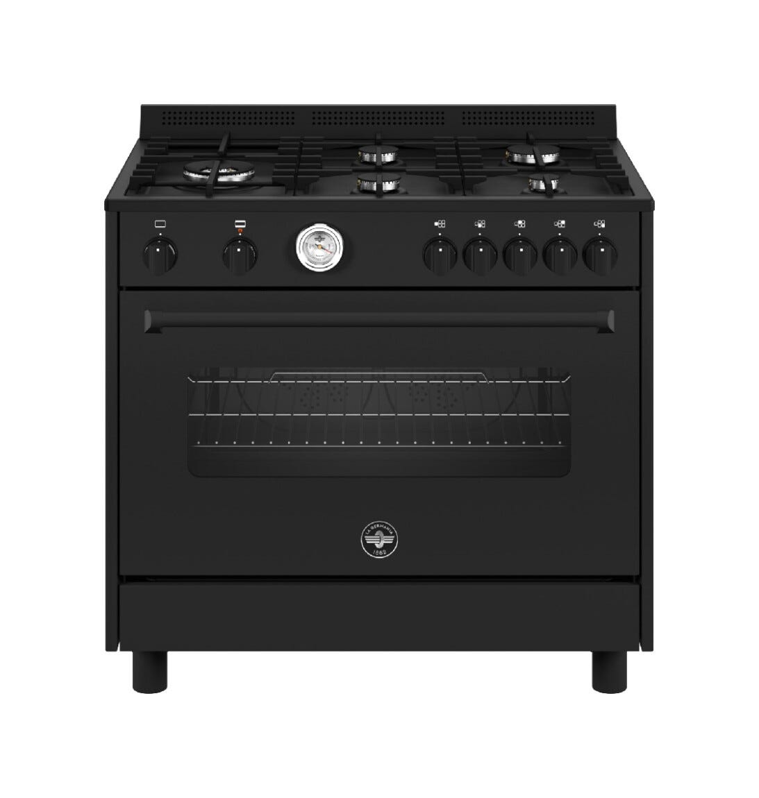 La Germania AMN965GTN/24 Americana Cucina da accosto 90 cm, 5 bruciatori a gas, forno a gas ventilato, classe A+, nero
