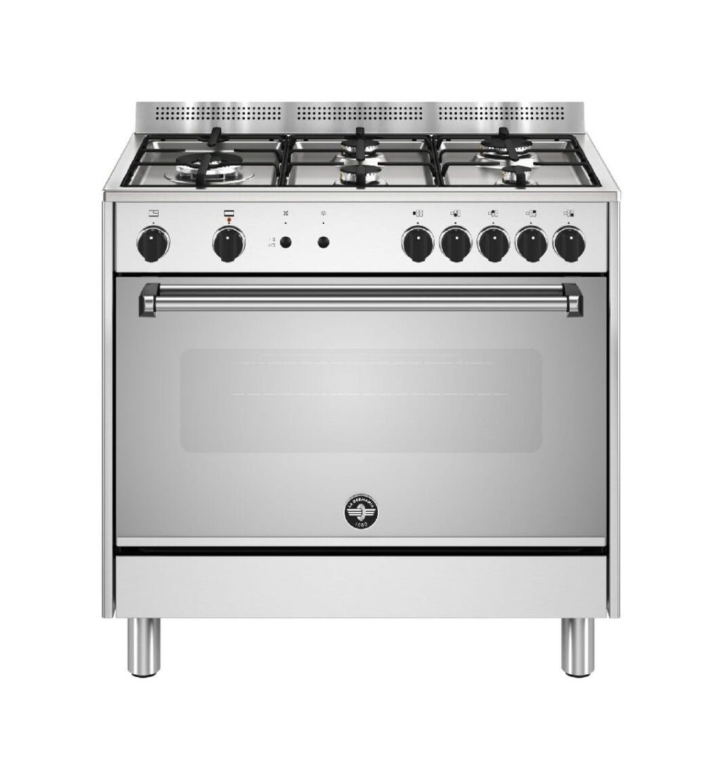 La Germania AMN965LGXV/24 Americana Cucina da accosto 90 cm, 5 bruciatori, forno a gas ventilato, Serie Americana, inox