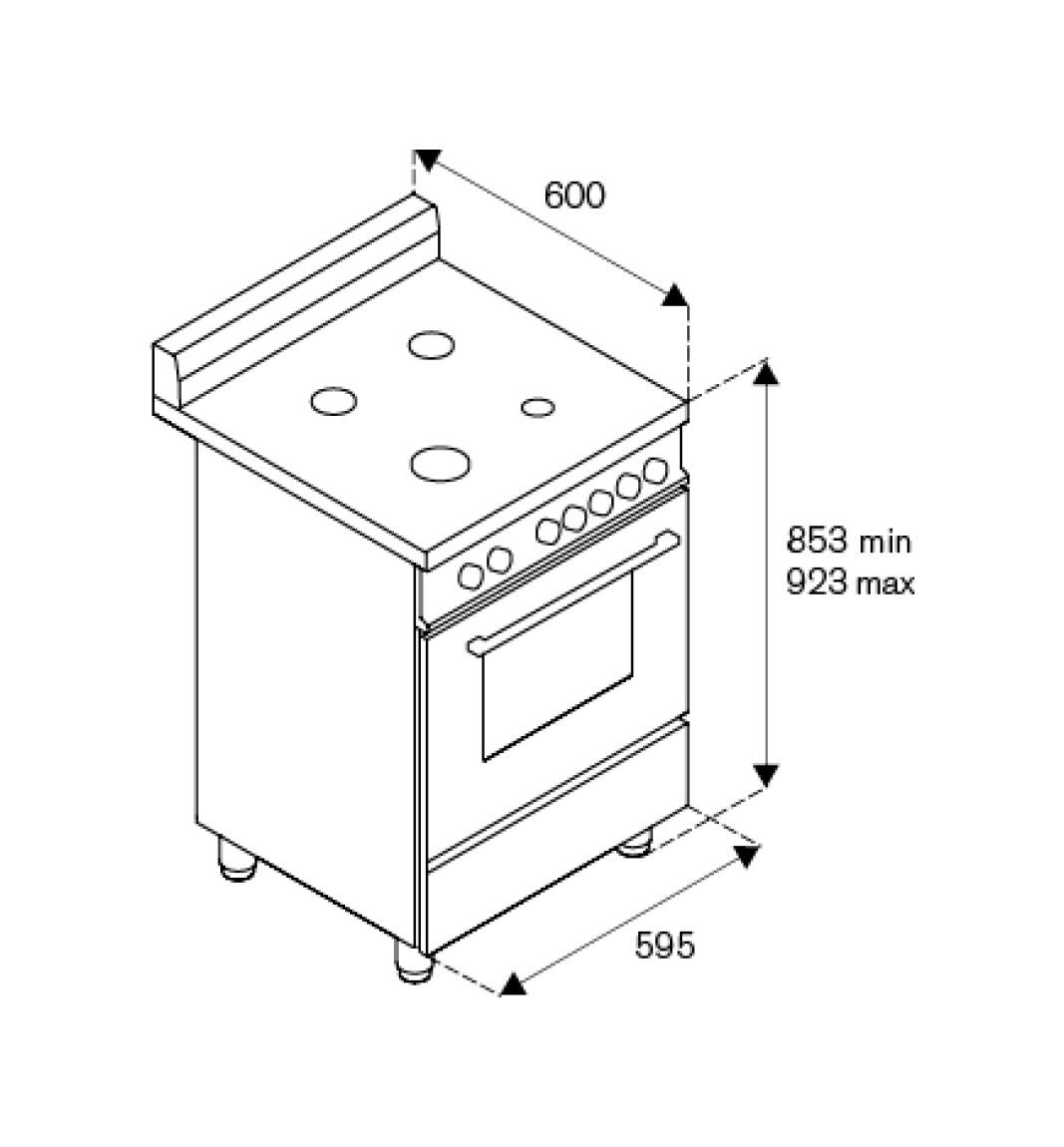La Germania FTR664GXV/24 Futura Cucina da accosto 60 cm, 4 fuochi a gas, forno gas ventilato, classe A+, inox