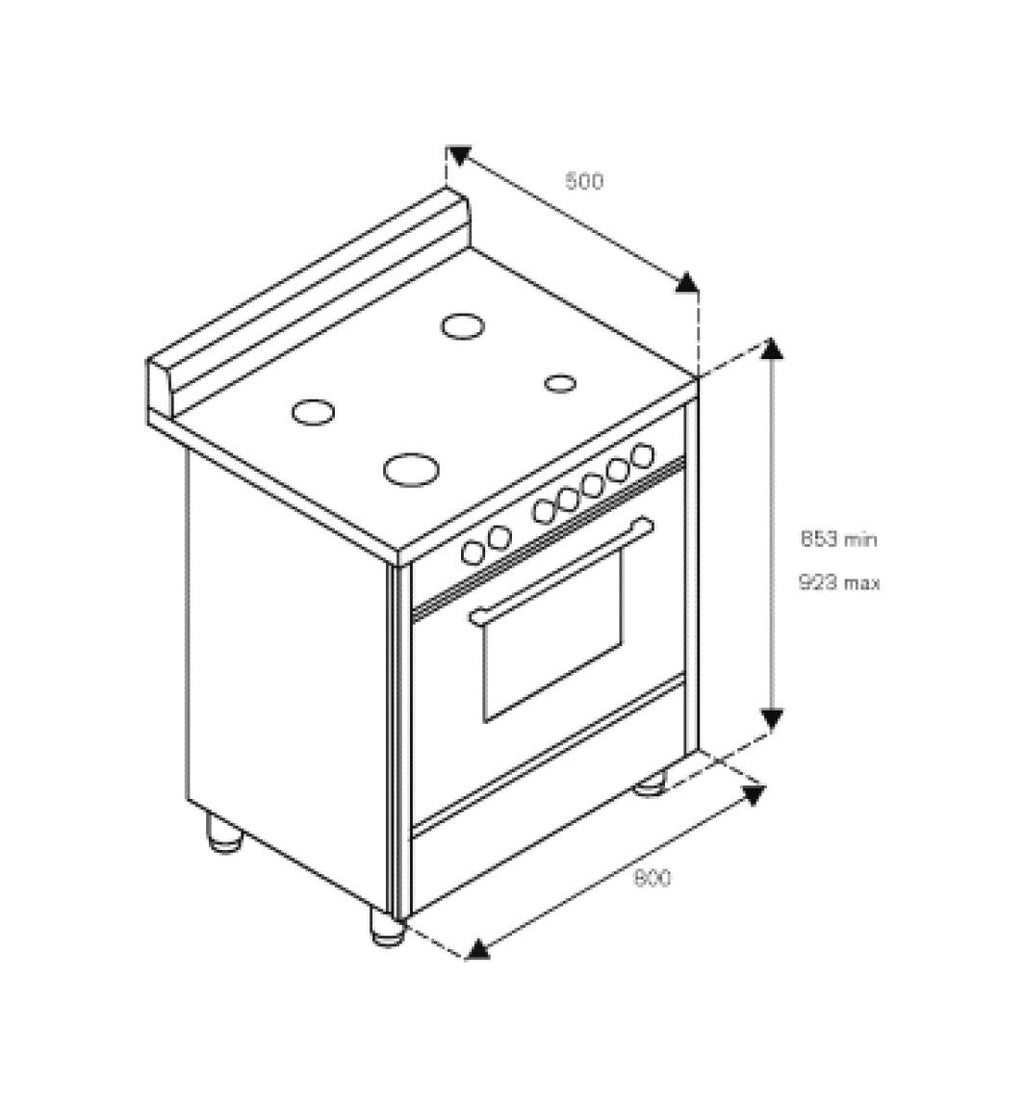 La Germania FTR855EXV/24 Futura Cucina da accosto 80 cm, 5 fuochi, forno elettrico multifunzione, inox