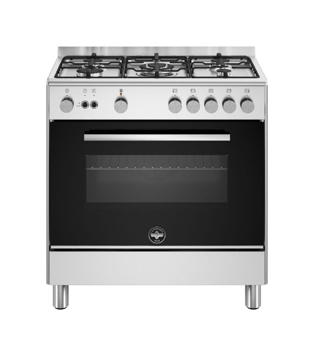 La Germania FTR855GXV/24 Futura Cucina da accosto 80 cm, 5 fuochi gas, forno a gas ventilato, inox