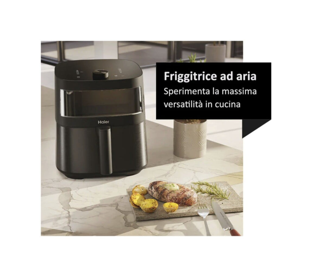 Haier HAF5TWA 011 I-Master Multi Serie 5 Friggitrice ad aria, capacità 7 litri, 9 programmi, finestra in vetro, 40–200 °C, app hOn, nero
