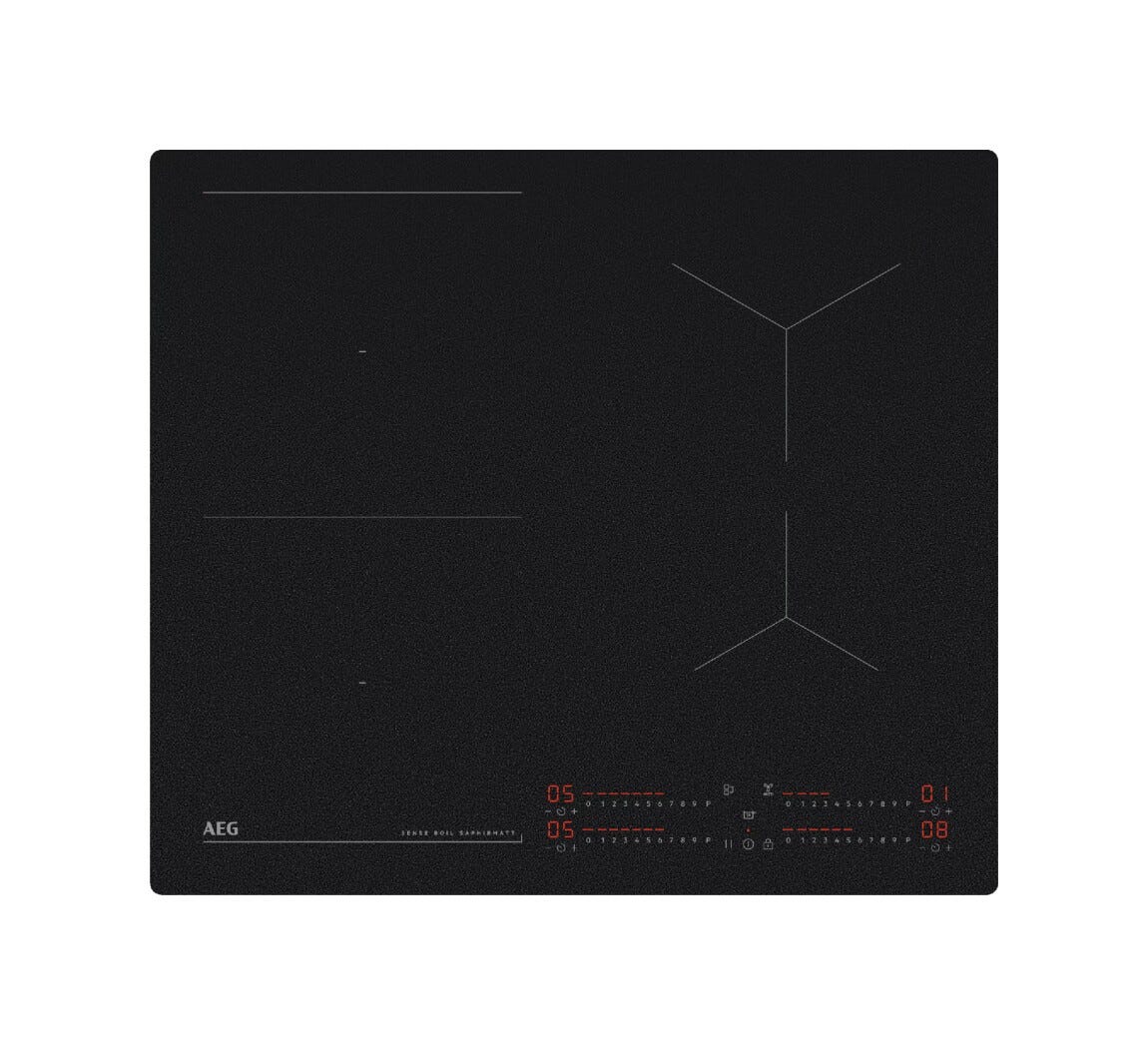 AEG TI64IB1CIZ serie 7000 Piano cottura a induzione, cm. 60, 4 zone cottura, funzione bridge, sensori SenseBoil, Funzione Hob²Hood, vetro nero opaco, SaphirMatt