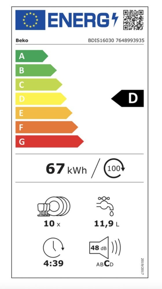 Beko BDIS16030 Lavastoviglie cm. 45, 10 coperti, 6 programmi, HygieneIntense, Quick&Shine