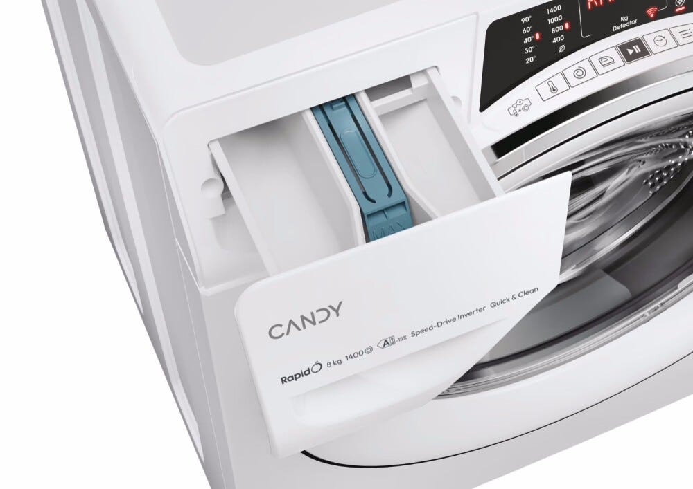 Candy RO 486DWMC7/1-S RapidÓ Lavatrice 8 kg, 1400 rpm, Classe A, bianco