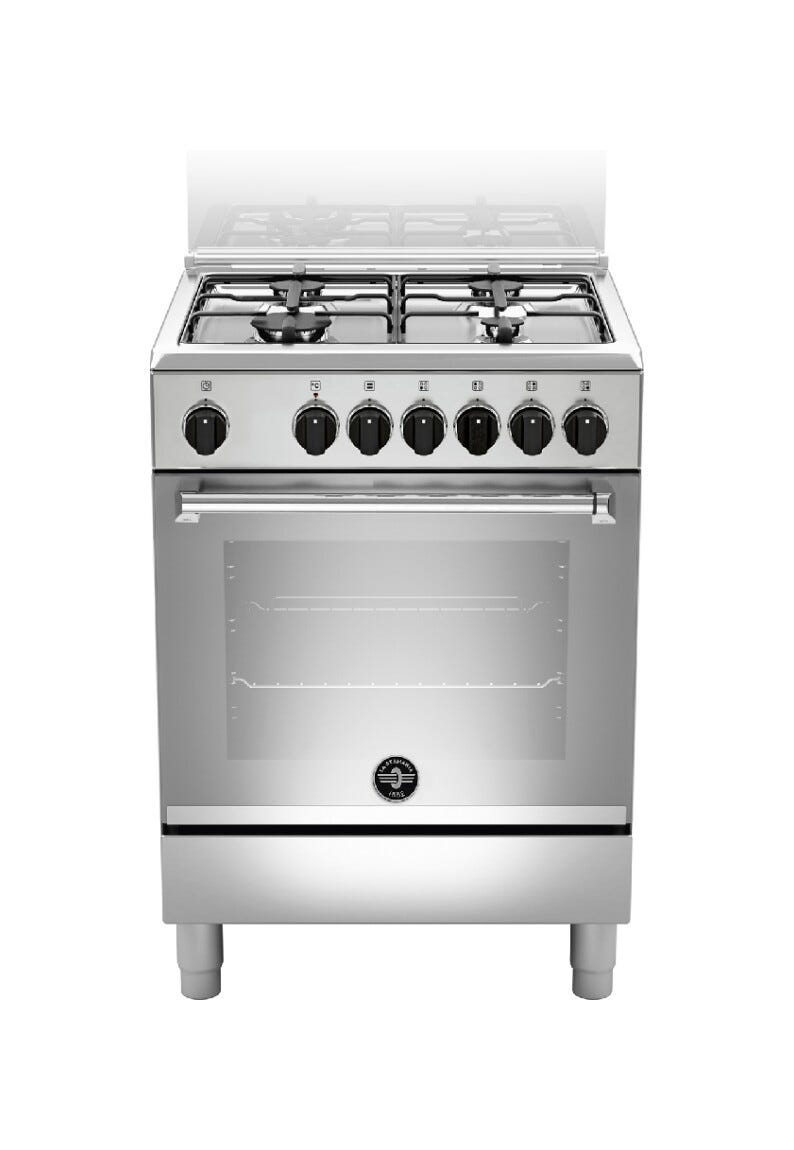 La Germania AMN664EXVC Americana Cucina da accosto 60 cm, 4 fuochi a gas, forno elettrico multifunzione, inox