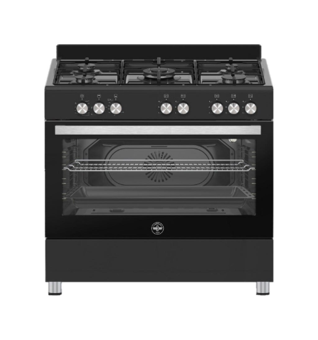 La Germania SE965GNE/24 Futura Cucina da accosto 90 cm, 5 fuochi a gas, forno gas ventilato, doppia corona 3,5 kW, nero
