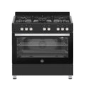 La Germania SE965GNE/24 Futura Cucina da accosto 90 cm, 5 fuochi a gas, forno gas ventilato, doppia corona 3,5 kW, nero