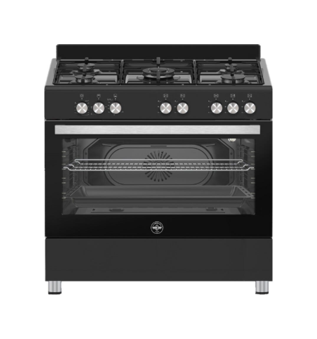 La Germania SE965GNE/24 Futura Cucina da accosto 90 cm, 5 fuochi a gas, forno gas ventilato, doppia corona 3,5 kW, nero