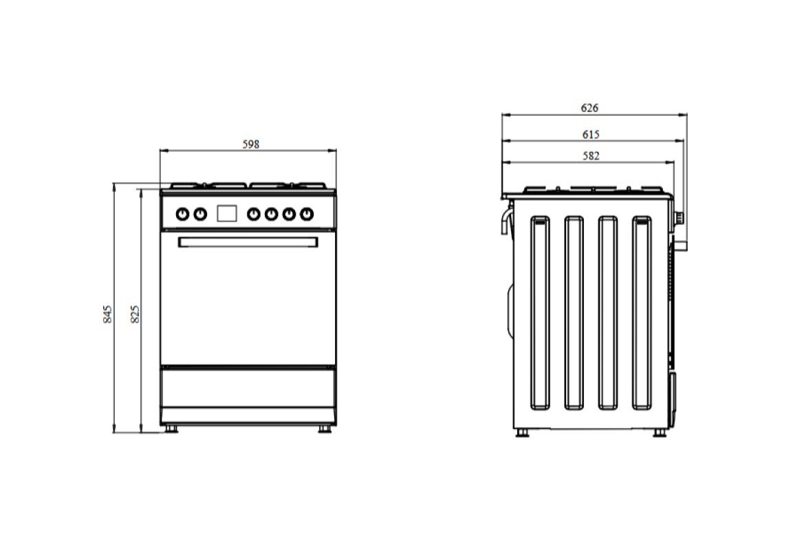 La Germania SE664GX/24 Futura Cucina da accosto 60 cm, 4 fuochi a gas, forno gas ventilato, inox