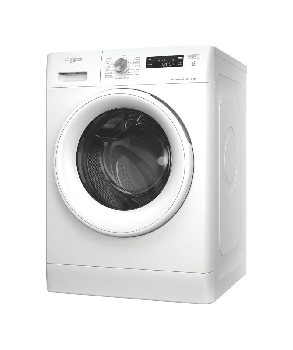 Whirlpool FFS P87 IT Lavatrice cm. 60, capacità 8 kg, 1200 giri, tecnologia 6° Senso, bianco