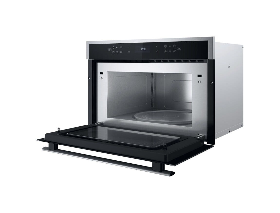 Whirlpool WMD6O4TX Forno a microonde da incasso cm. 60, capacità 31 litri, Grill Quarzo, Crisp, 6° Senso, cottura a vapore, inox/nero