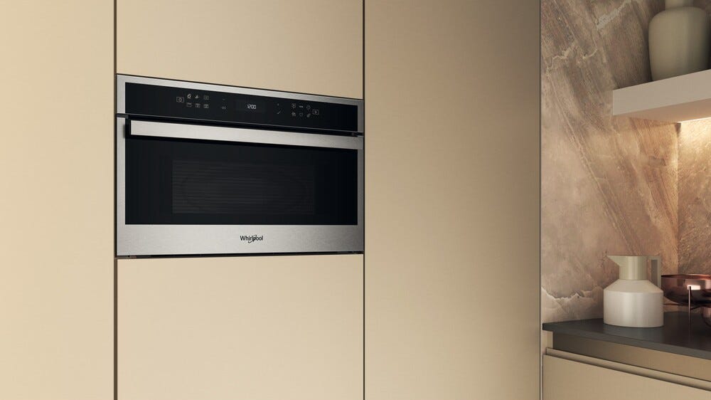 Whirlpool WMD6O4TX Forno a microonde da incasso cm. 60, capacità 31 litri, Grill Quarzo, Crisp, 6° Senso, cottura a vapore, inox/nero