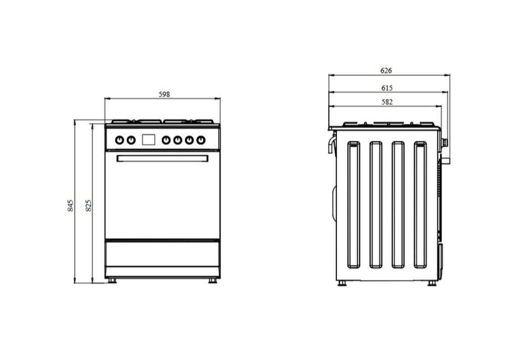 La Germania SE664EX/24 Futura Cucina da accosto 60 cm, 4 fuochi a gas, forno elettrico multifunzione, inox