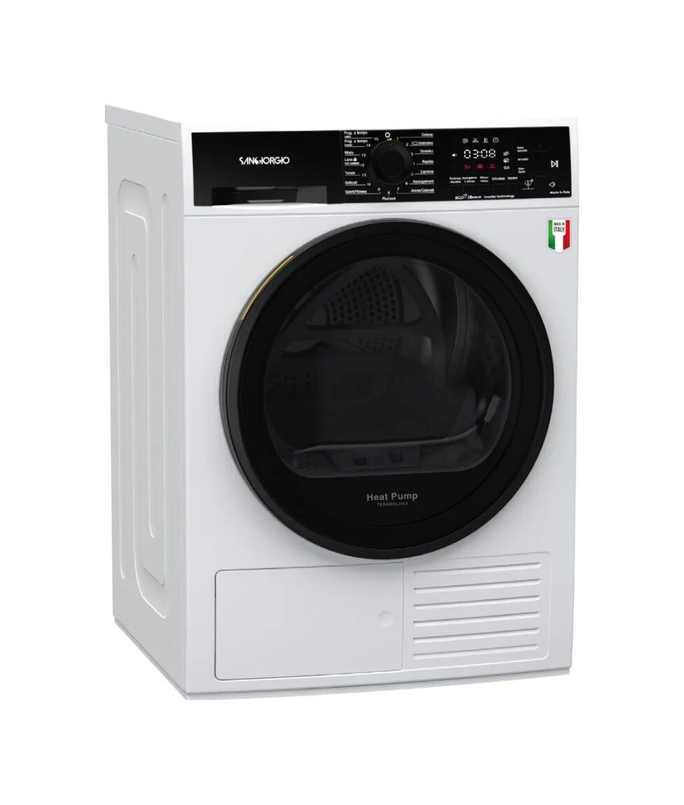 SanGiorgio SDR9-T Asciugatrice 9 kg, pompa di calore R290, classe energetica C, bianco