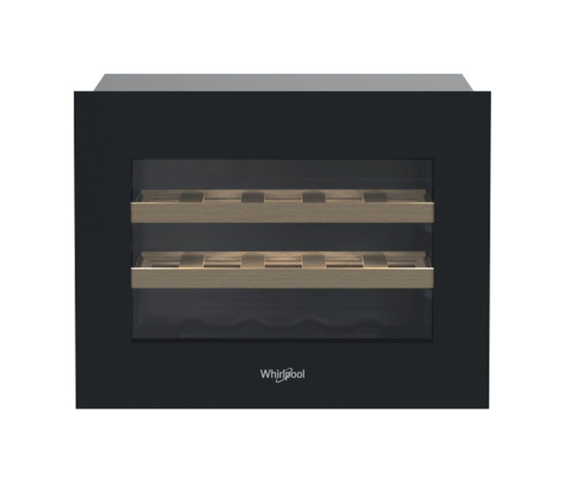 Whirlpool WHW45S2B Cantina vino da incasso cm. 60, capacità 50 litri, ripiani in rovere, porta anti‑UV, controllo elettronico, nero