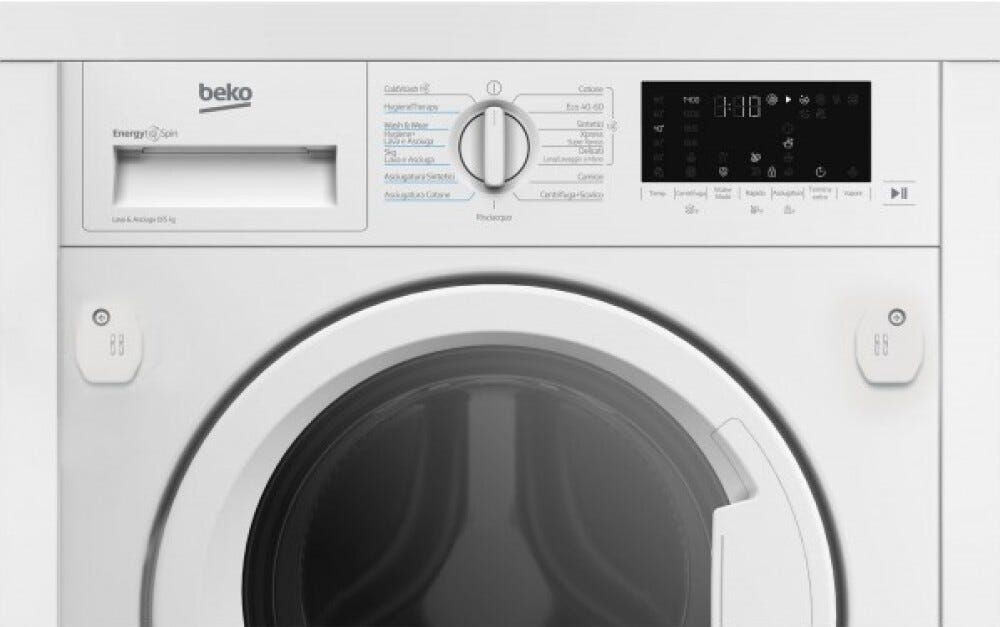 Beko WDI85DAW_IT bPRO 500 Lavasciuga da incasso cm. 60, capacità 8 kg, 1400 giri, ProSmart Inverter, SteamCure