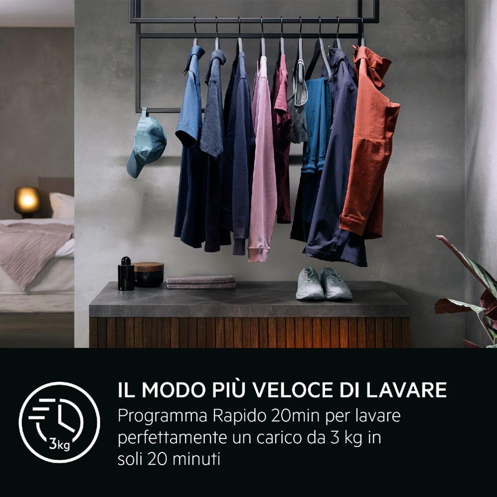 AEG L6SE74ABL serie 6000 Lavatrice slim a carica frontale, 7 kg, centrifuga 1400 giri, profondità 44,3 cm., nero
