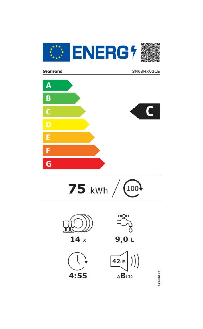 Siemens SN63HX03CE iQ300 Lavastoviglie da incasso 14 coperti, Home Connect, iQdrive, timeLight
