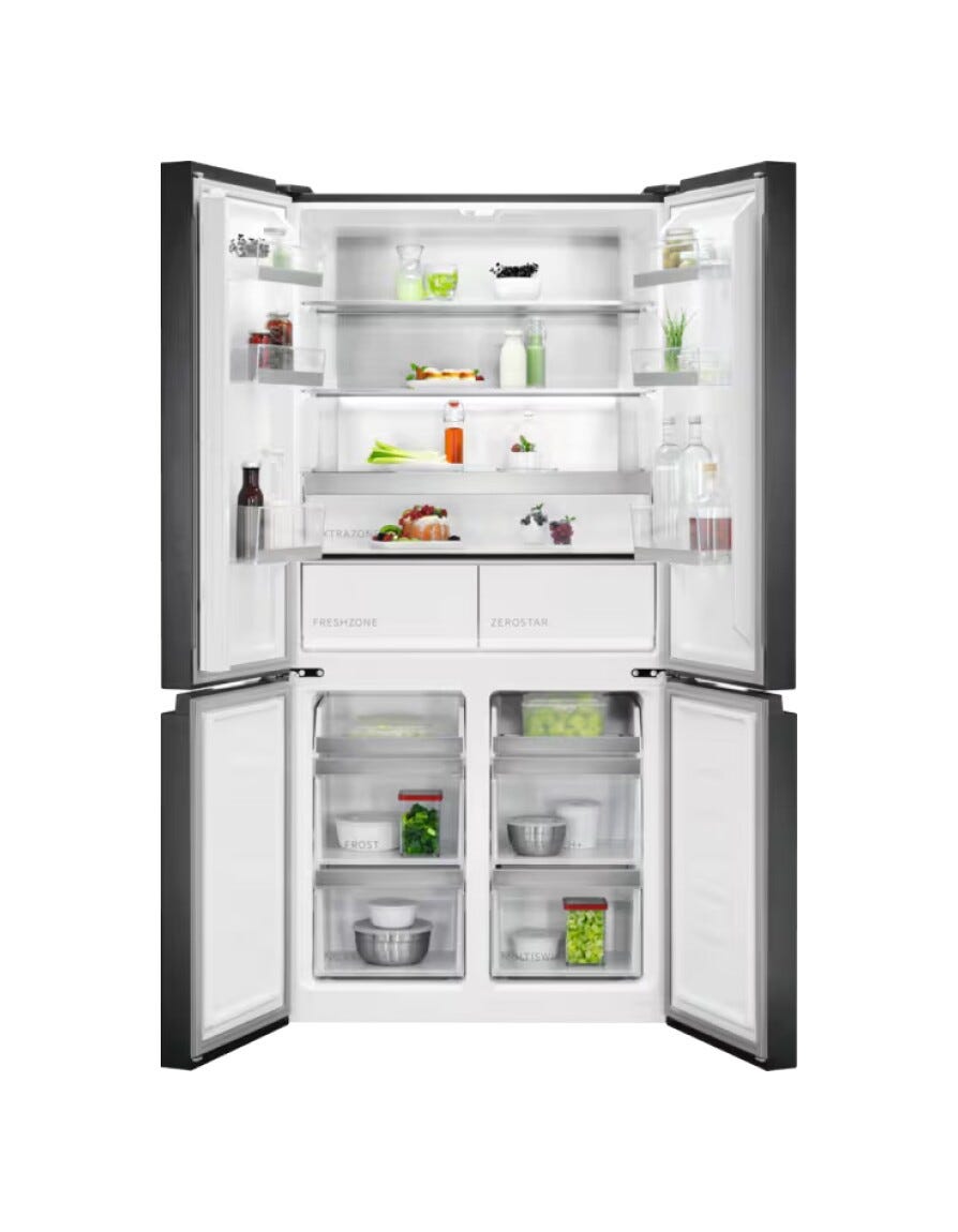 AEG RMB952D6VB serie 9000 MultiSwitch Frigorifero con congelatore 4 porte, libera installazione, cm. 91, altezza 190, 552 litri, Total No Frost, nero