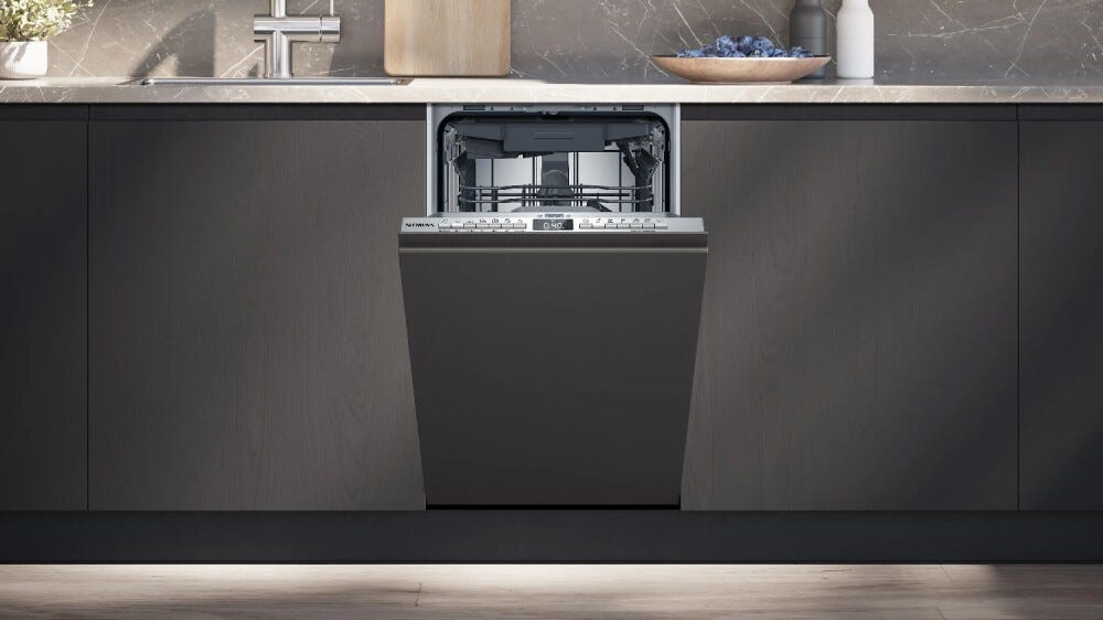 Siemens SR73EX25ME iQ300 Lavastoviglie da incasso Slim 45 cm, 10 coperti, Home Connect, classe energetica B, cerniere sliding
