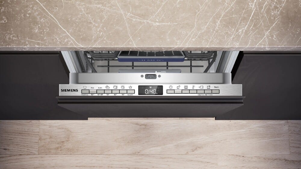 Siemens SR73EX25ME iQ300 Lavastoviglie da incasso Slim 45 cm, 10 coperti, Home Connect, classe energetica B, cerniere sliding