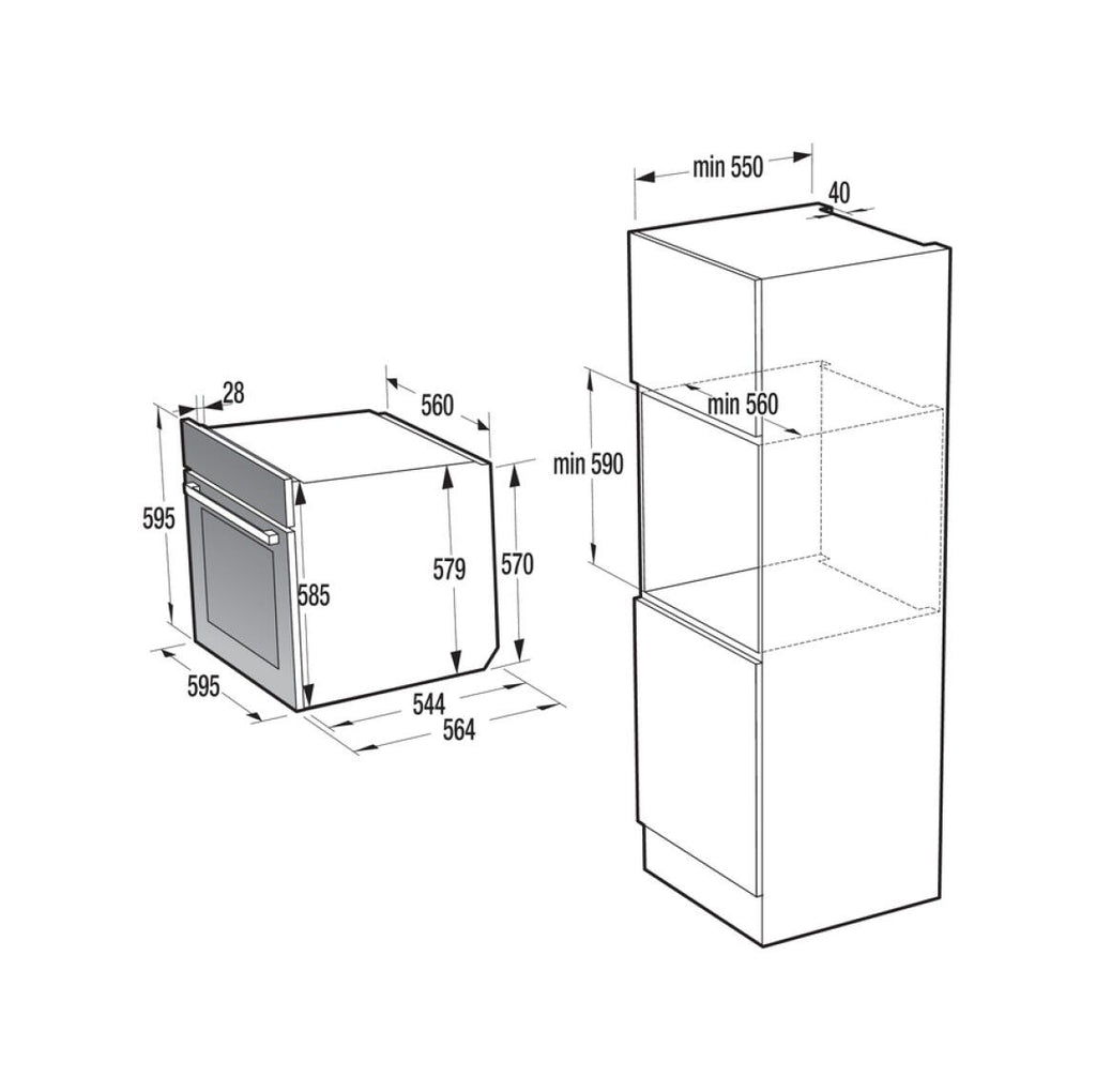 Gorenje BFS6148B G800 Forno elettrico cm. 60, capacità 77 litri, AirFry, Pizza, MultiFlow 360°, nero