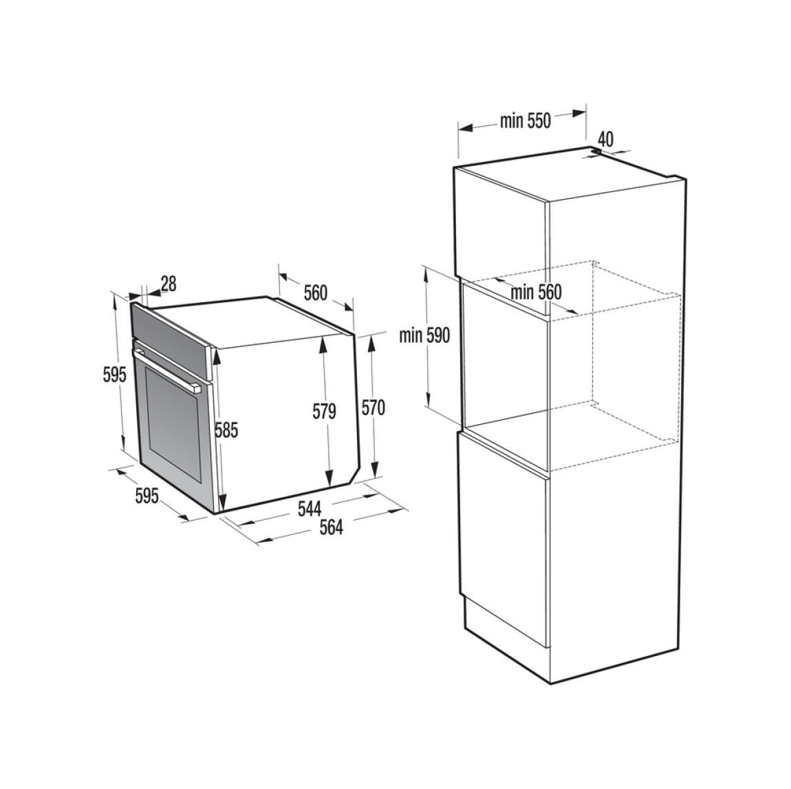 Gorenje BFS6148B G800 Forno elettrico cm. 60, capacità 77 litri, AirFry, Pizza, MultiFlow 360°, nero